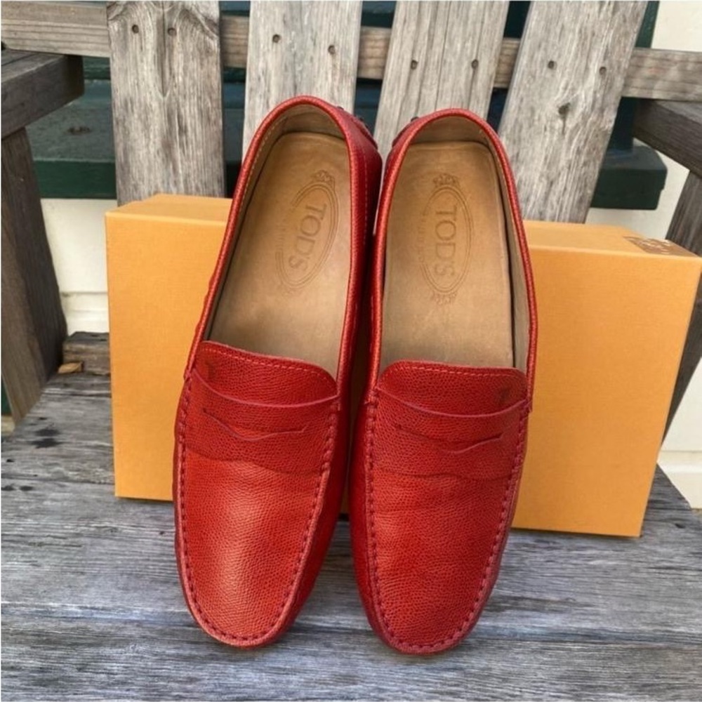 Tod's Men's Mocassino Slip on Drivers Terracotta Color Size 9-9.5
